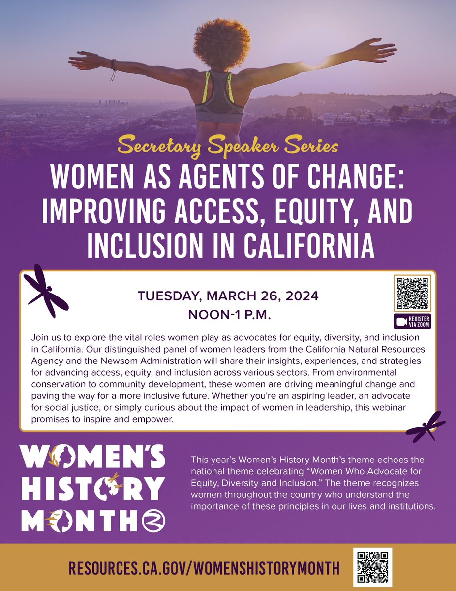 It's not too late to sign up for tomorrow's Secretary Speaker Series! Meet some of the women who are leading the charge to advance diversity, equity, inclusion & access to California's natural resources. Register ➡️ ca-water-gov.zoom.us/webinar/regist…