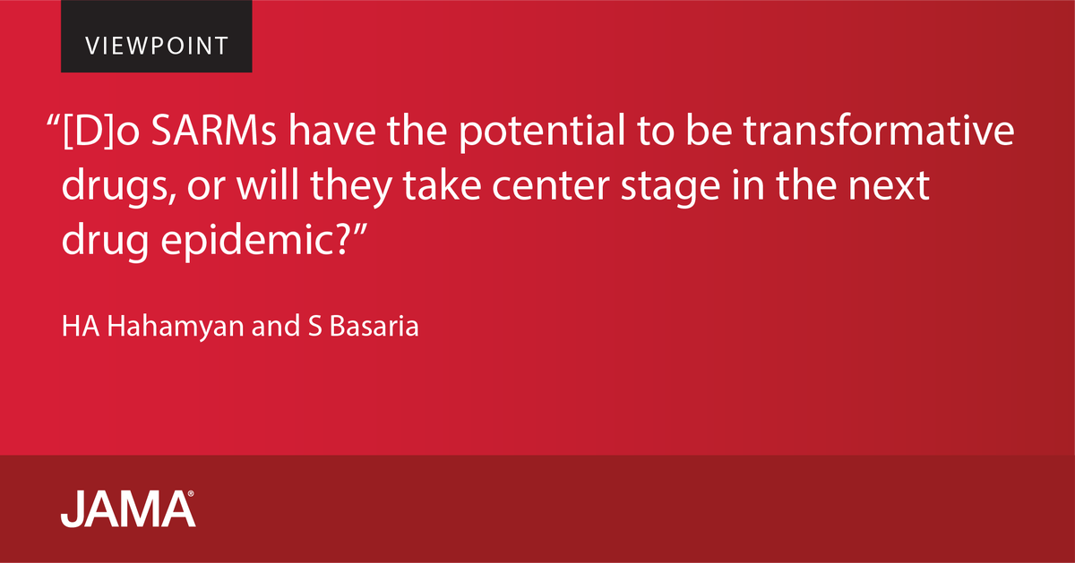 JAMA_current's tweet photo. Do selective androgen receptor modulators have the potential to be transformative drugs or do they herald the next drug epidemic? Learn more in this Viewpoint. 

https://t.co/3p2XiHXLT8 https://t.co/rGo5LvwGUv