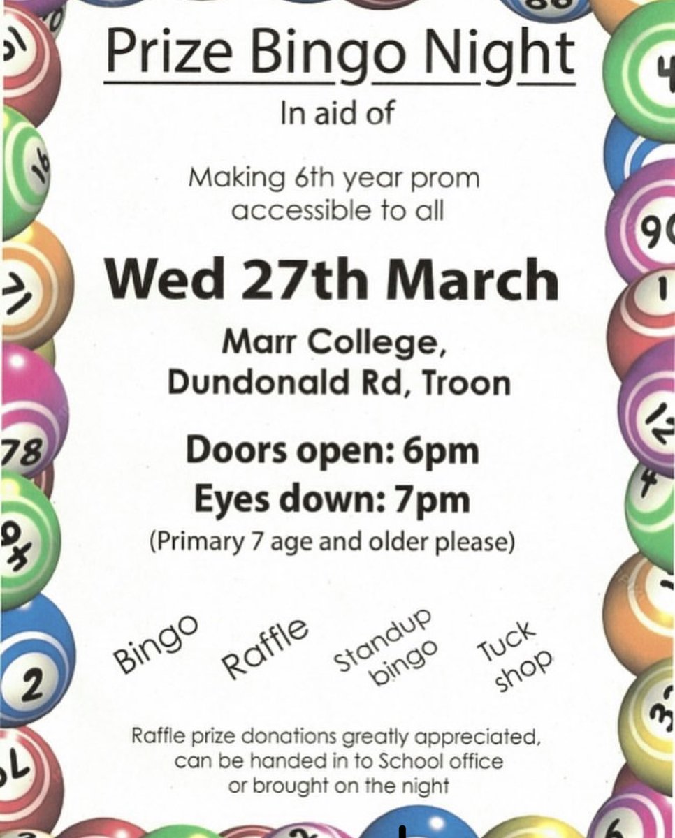 Our prize bingo night is this Wednesday, please come along for a great night to raise money for a worthy cause. 💜💛