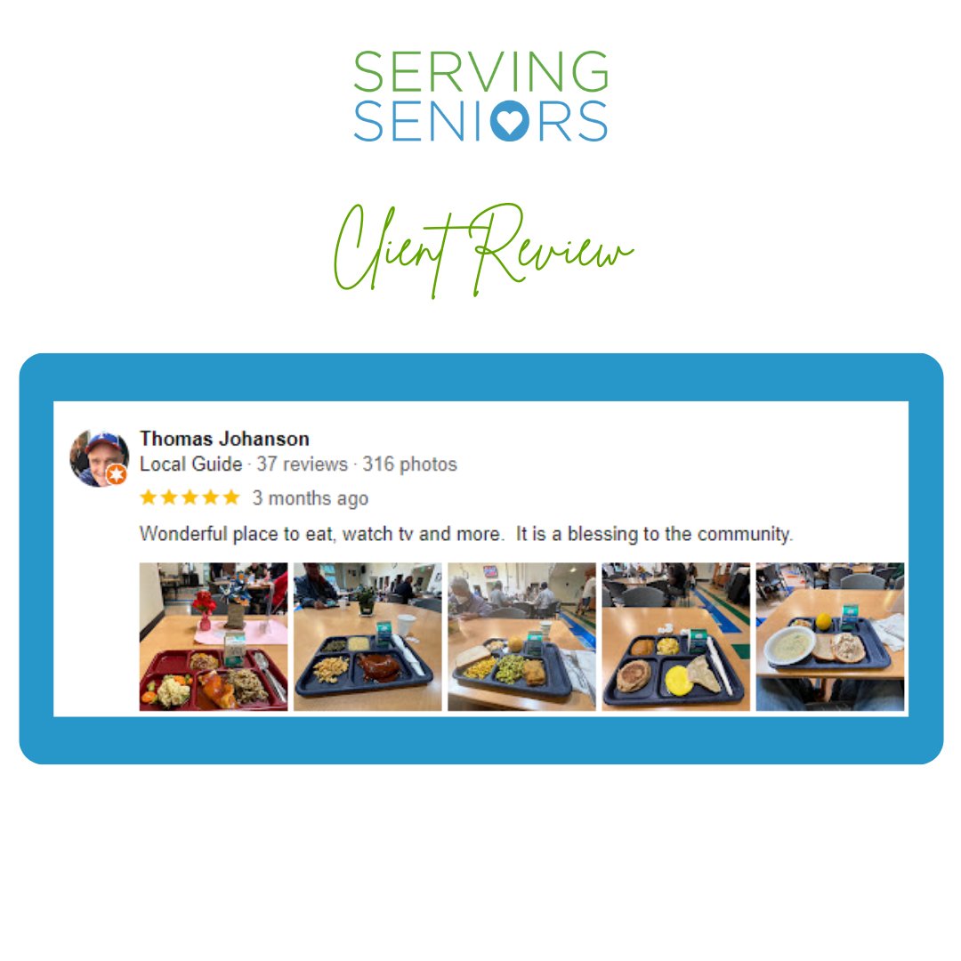 Take a look at what a client had to say about our no-cost meals at the Gary and Mary West Senior Wellness Center. #NationalNutritionMonth

Help us continue to provide nourishing meals to those in need! Click here to donate: servingseniors.org/donate.html