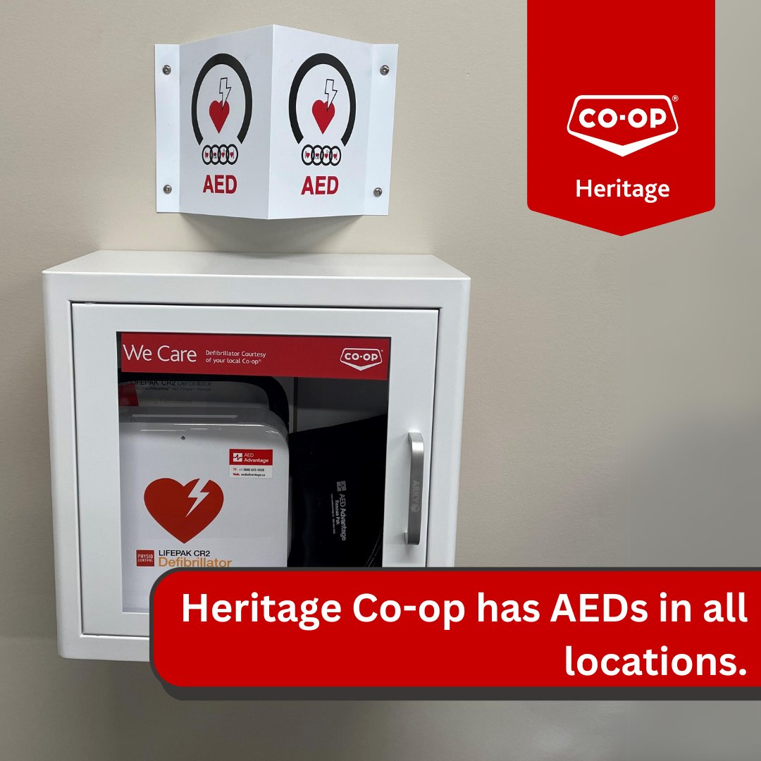 Did you know that Heritage Co-op has AEDs in all of our locations? #wecare #heritagecares