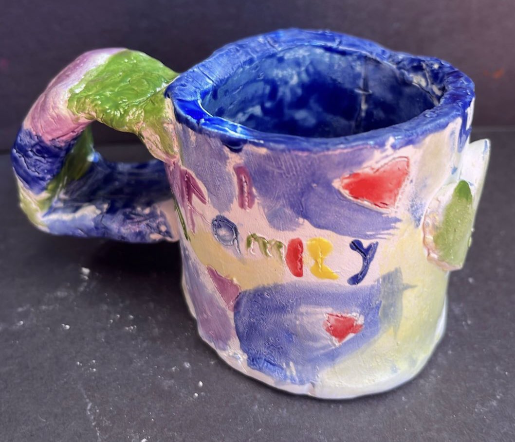 I am so proud of my @gcwaltdisney 3rd grade artists! After learning about the Big Idea of Sustenance, and studying ceramic artists who create artwork inspired by this concept, students created ceramic mugs that represent what sustains them! #gcpride