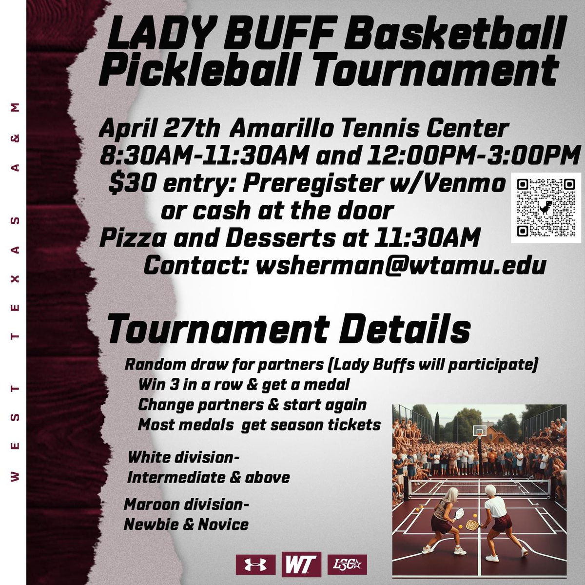 We want to see your Pickleball Skills‼‼‼ April 27th is our first ever Pickleball Tournament, your Lady Buffs will be playing alongside you or against you. And you have a chance to win season tickets to the 2024-25 season!! #BuffNation | #LoveServeCare | #Pickleball