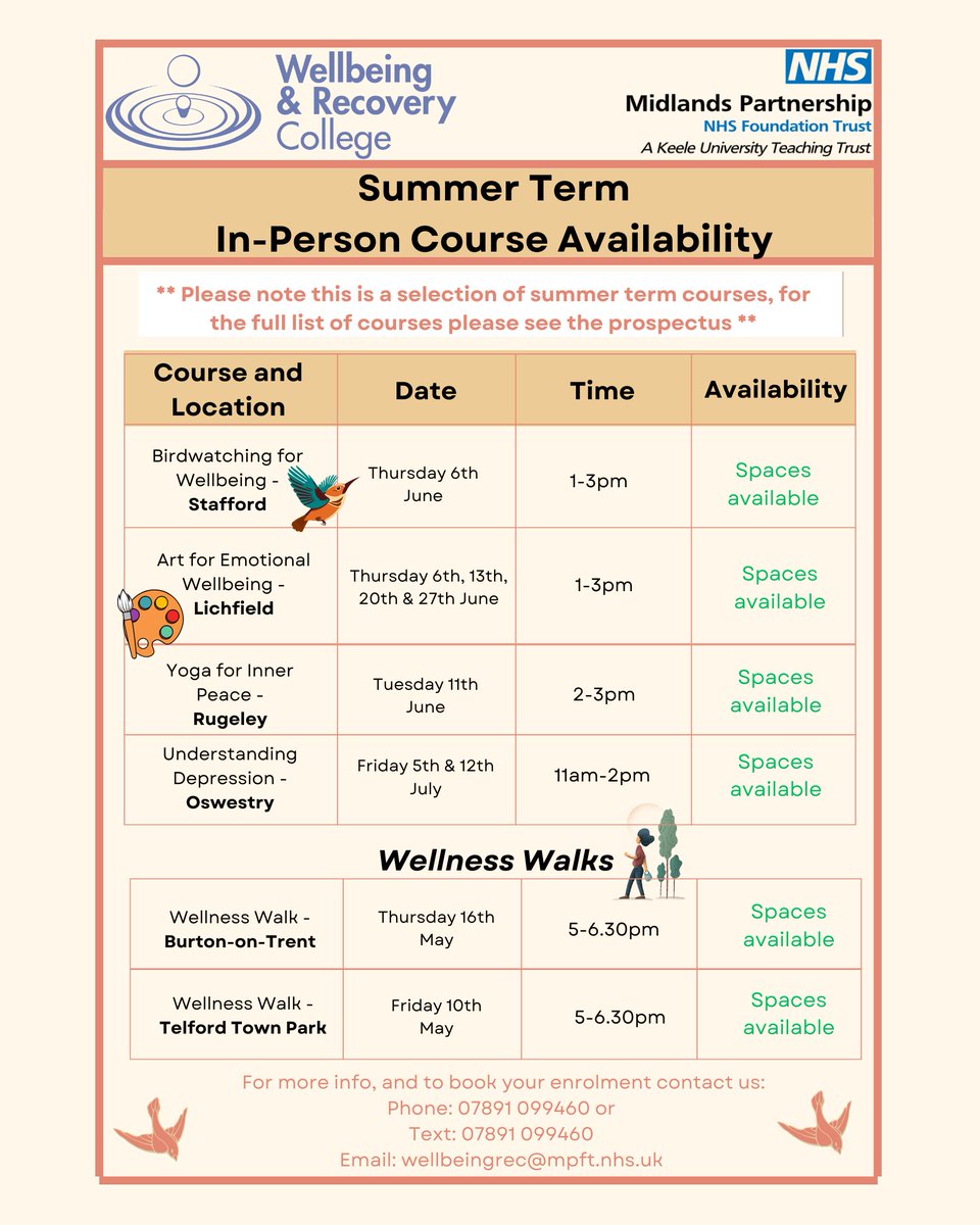 We've got a wide variety of courses on offer across our Summer term, see a selection of our upcoming courses below, and for a full list of courses this term take a look at our prospectus by following the link flip.printstafford.com/wrcsummer24/