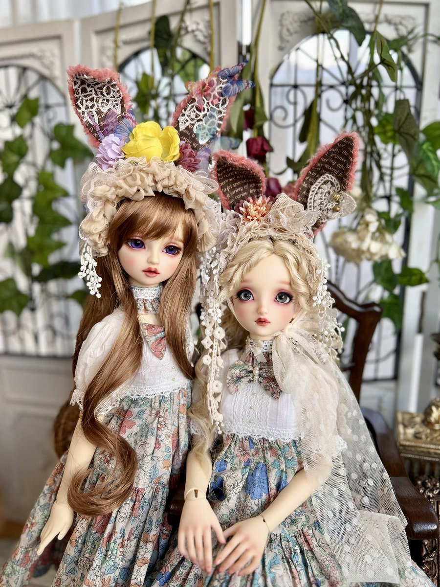 YukieIshibashi's tweet photo. おはようございます😃
　3月🌸春うさぎ🐰🐰楽しく行こう💕
ヘッドドレス(#angledear)
ドレス #ハチドリの森(@kirie8dori ) https://t.co/FmncbJ7Sqg