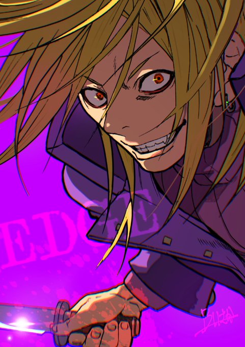 「blonde hair purple jacket」 illustration images(Latest)