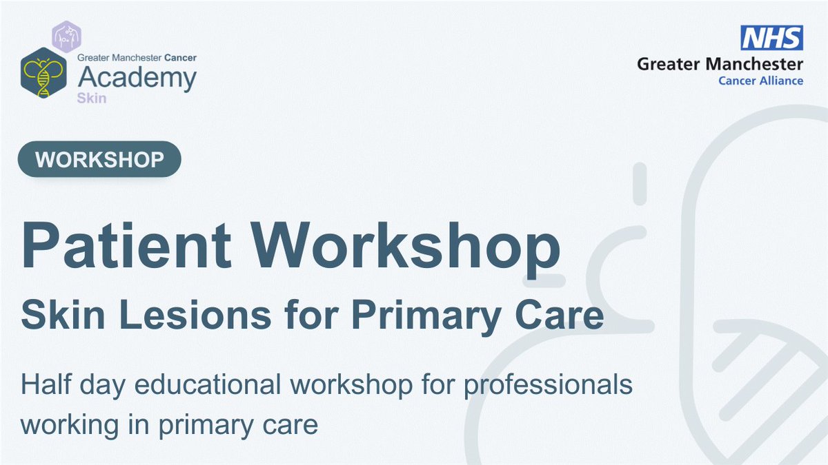 The Skin Lesion Patient Workshops are back! We're encouraging #PrimaryCareProfessionals to attend as the new GM Clinical Decision Making Tool will be launched into to GP system in April. Spaces are limited, register for a workshop below 👇 bit.ly/47Q1OT7