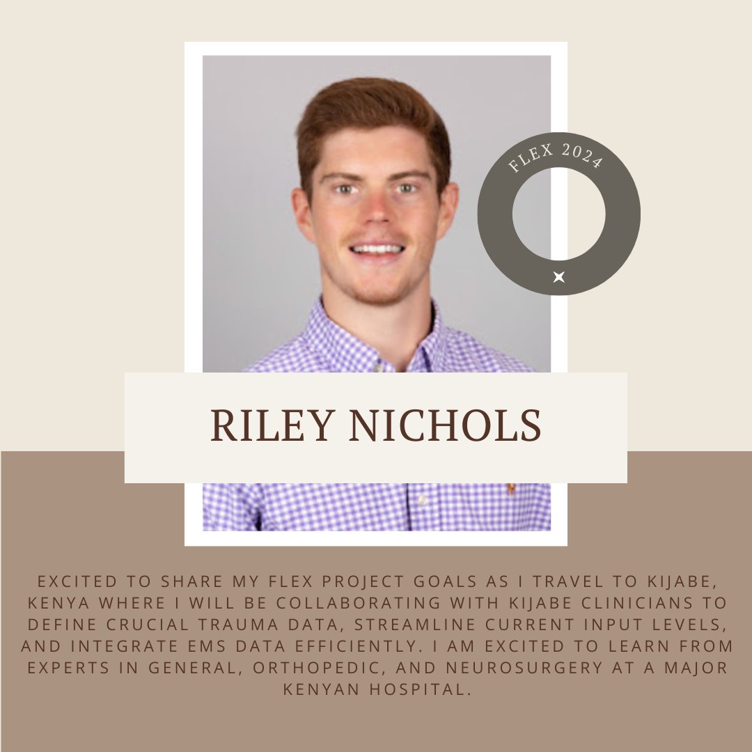 MUSCGlobalSurg's tweet photo. Introducing Riley Nichols! Currently an M2, Riley is utilizing his FLEX period to work with physicians in Kijabe, Kenya. Stay tuned for updates on Riley's journey and other exciting FLEX projects! 💼💡

#globalsurgery #globalhealth #muschealth #HealthcareInnovation https://t.co/SGj6FriJkl