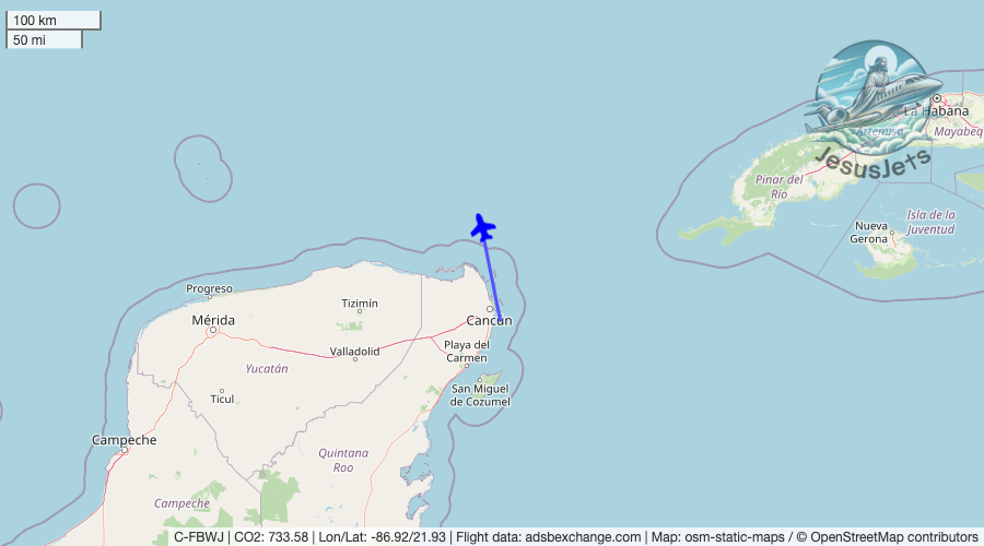 TestLumberjack's tweet image. C-FBWJ (#gulfstream G550 reportedly used by #testuser) no longer detected in flight. Emissions est. 734 kg #CO2 (compared to 38 kg flying commercial). #CO2emissions