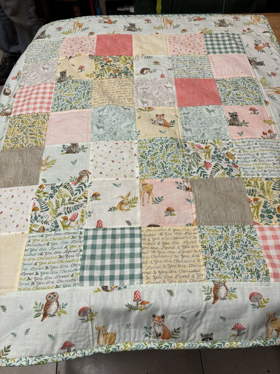 Completely in love with a baby quilt I made today. ❤️ <a href="/cosy_sew/">🧵Sew Cosy🧵</a> #BabyQuilt #BabyGift #Embroidered #Personalised #Heirloom