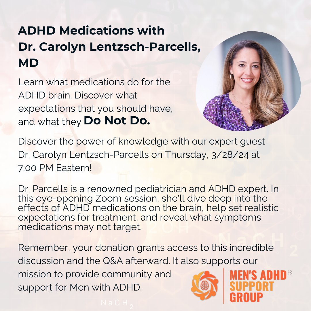 Check out this amazing event with Dr. Carolyn Lentzsch Parcells, MD! Learn what medications do for the #ADHD brain and discover what expectations you should have and what medications Do Not Do! zeffy.com/en-US/ticketin… #AuDHD #neurodivergent #ADHDMeds