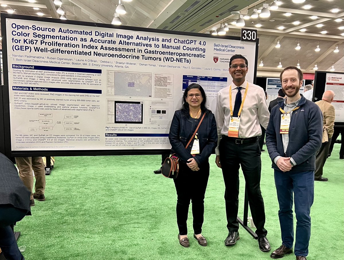 Dr Vyas, Dr Padmanabha, and Dr Oganesyan with their award winning🏆 abstract poster! We are so proud of our residents! #USCAP2024 #uscap24