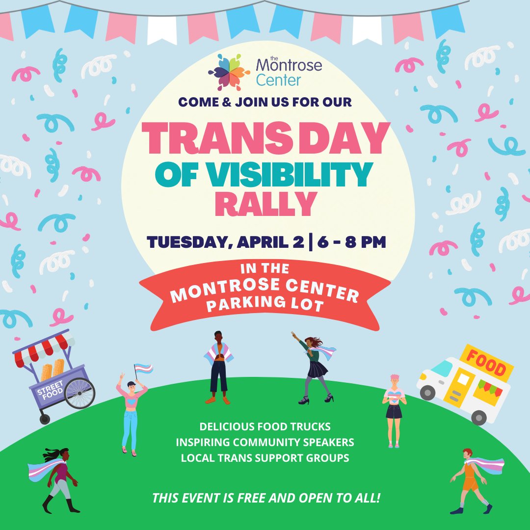 🏳️‍⚧️ Let’s Celebrate Trans Day of Visibility 🏳️‍⚧️ Join us on Tuesday, April 2nd from 6-8 PM for delicious food trucks, inspiring community speakers, and engaging local trans support groups! ✨ CLICK THE LINK TO RSVP 🔗: secure.givelively.org/event/the-mont… 🩵🩷🤍🩷🩵🩷🤍🩷🩵🩷🤍🩷🩵🩷🤍🩷🩵