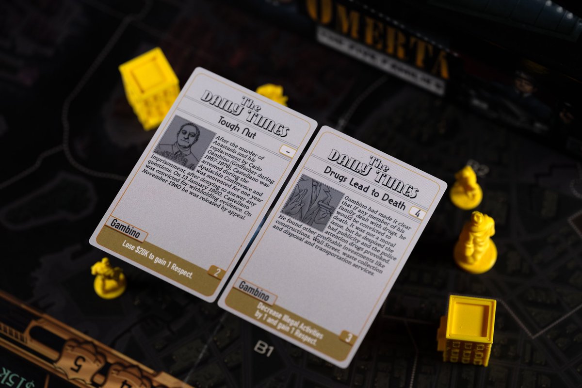 #Didyouknow that all the plot cards in Omertà : The Five Families are based on real past incidents, names and dates involving these families?🤔 See all the other interesting features of this #boardgame with LIMITED late pledging still available now!!🤩🤩 #omertà #vesuviusmedia