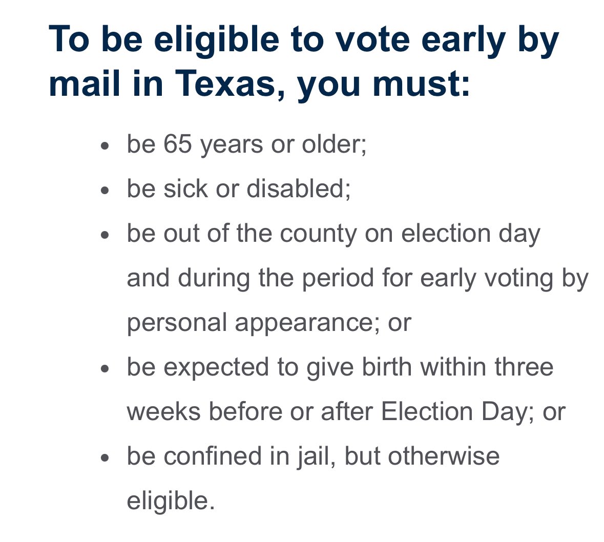 Wut?!

This is an early voting operation that #TeamCruz is deploying.

We do have mail-in-voting in Texas but not just anyone can vote by mail. There are certain requirements to be met.

I don’t know what you’re trying to convey but Senator Cruz (R) is trying to win reelection ✌️