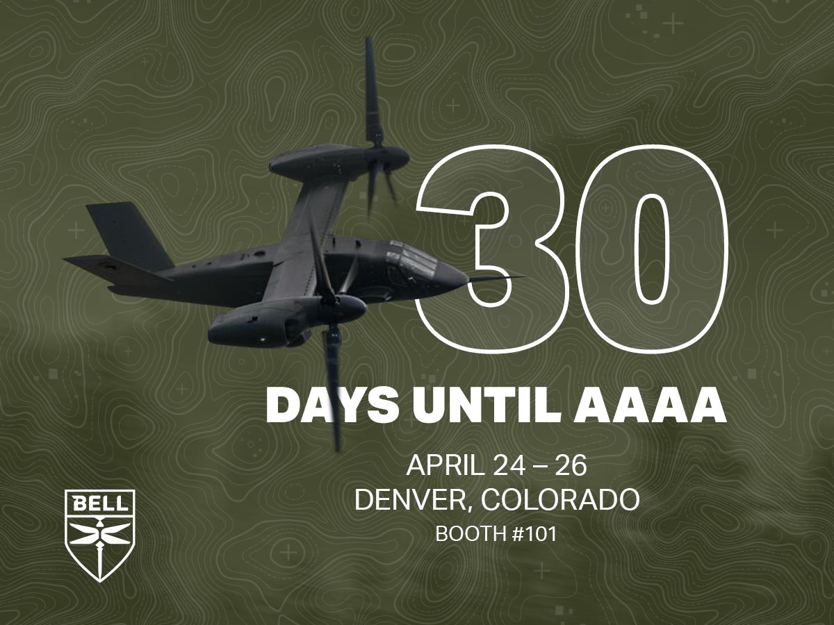 Bell is excited to be a part of the @Army_Aviation Summit in Denver, Colorado! Join us April 24-26 to learn how Bell's #FVL aircraft are modernizing @USArmy aviation.
#24Summit #FLRAA #ArmyModernization