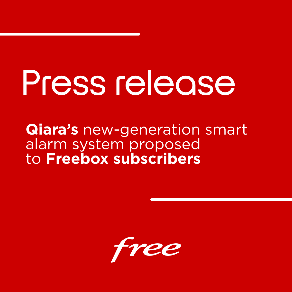 🗞️[PRESS RELEASE]

🚀<a href="/Qiara_co/">Qiara</a>'s new-generation smart alarm system proposed to #Freebox subscribers!

✅As of today, Freebox subscribers can get an exclusive 20% reduction on the purchase of the Essential Pack and the Qiara services of their choice. 

Read our press release