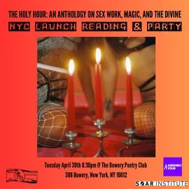 You are invited! To a very special anthology launch. Come for a few holy hours and help us welcome our book into the world and celebrate our contributors. 

Tuesday, April 30th 6:30pm-9:30pm at <a href="/bowerypoetry/">Bowery Poetry Club</a> | 308 Bowery St. | RSVP via the 🔗 in b!0 💗