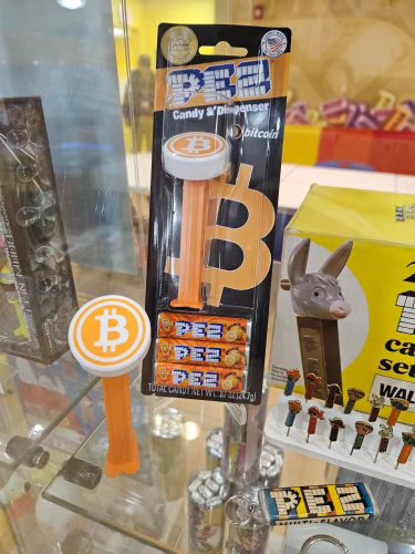 One year later and our famous #BTC Dispenser remains on display at the #PEZ museum and HQ, home of the largest PEZ collection in the world.