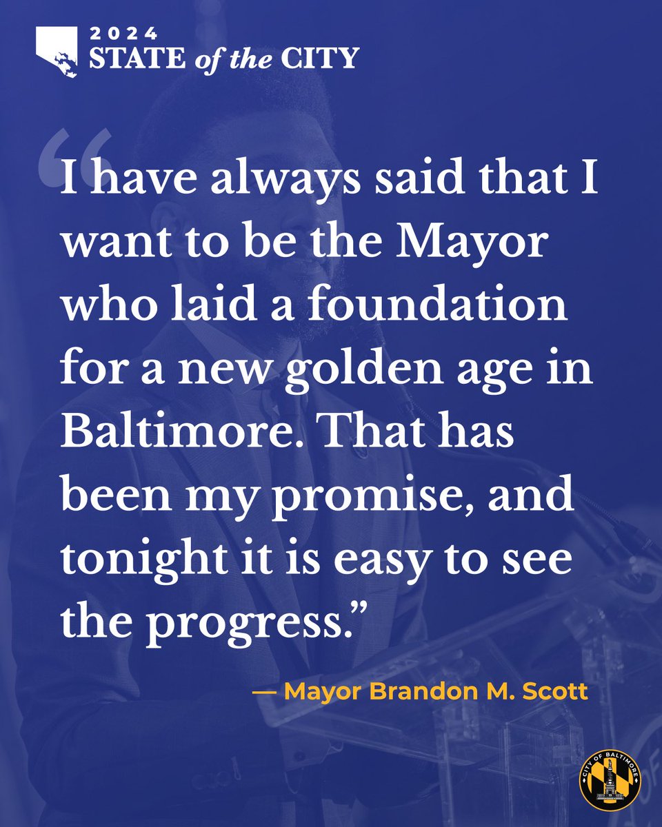 Tonight, I’ll deliver my 4th State of the City Address. As a son of Park Heights, I endured the first-hand impacts of a neighborhood neglected and when I took office, I knew Baltimoreans deserved better. Tonight we will reflect on the progress made. #SOTC2024