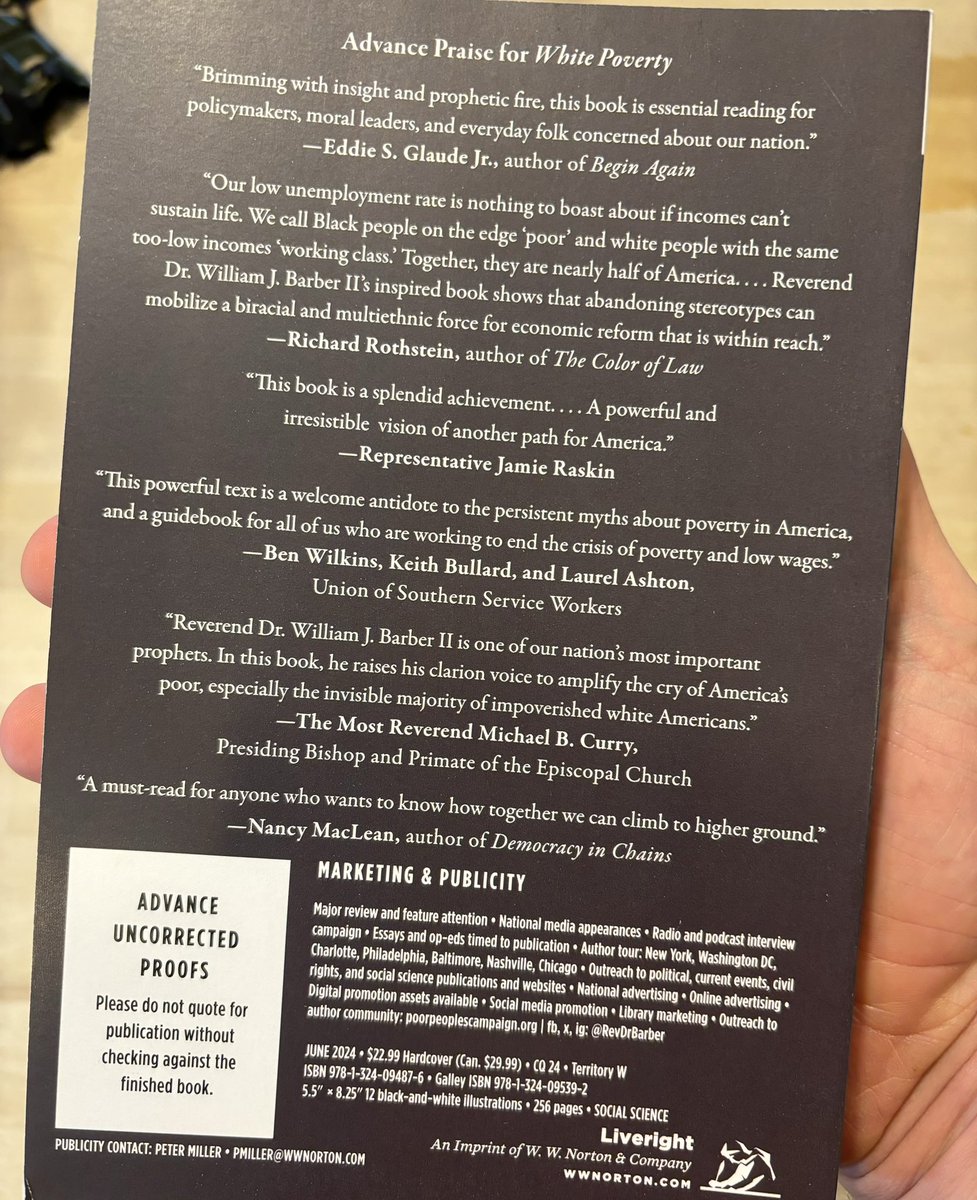 Grateful to @esglaude, @EconomicPolicy’s Richard Rothstein, @RepRaskin, @RaiseUptheSouth, & @PB_Curry for early praise of @RevDrBarber’s WHITE POVERTY. It’s out June 11, & available for preorder now wherever you get books. wwnorton.com/books/97813240…