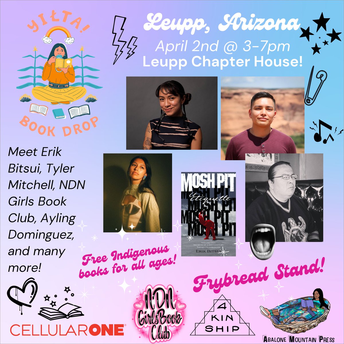 KinsaleDrake's tweet photo. these stops are so lit like we got the emos the singers the poets the punks the zinesters the youth the elders the leaders the chefs the musicians all coming together ! idk 😻 #navajonation #youthpowered #ndngirlsbookclub #insteadofredface https://t.co/lNm7yWUPQW