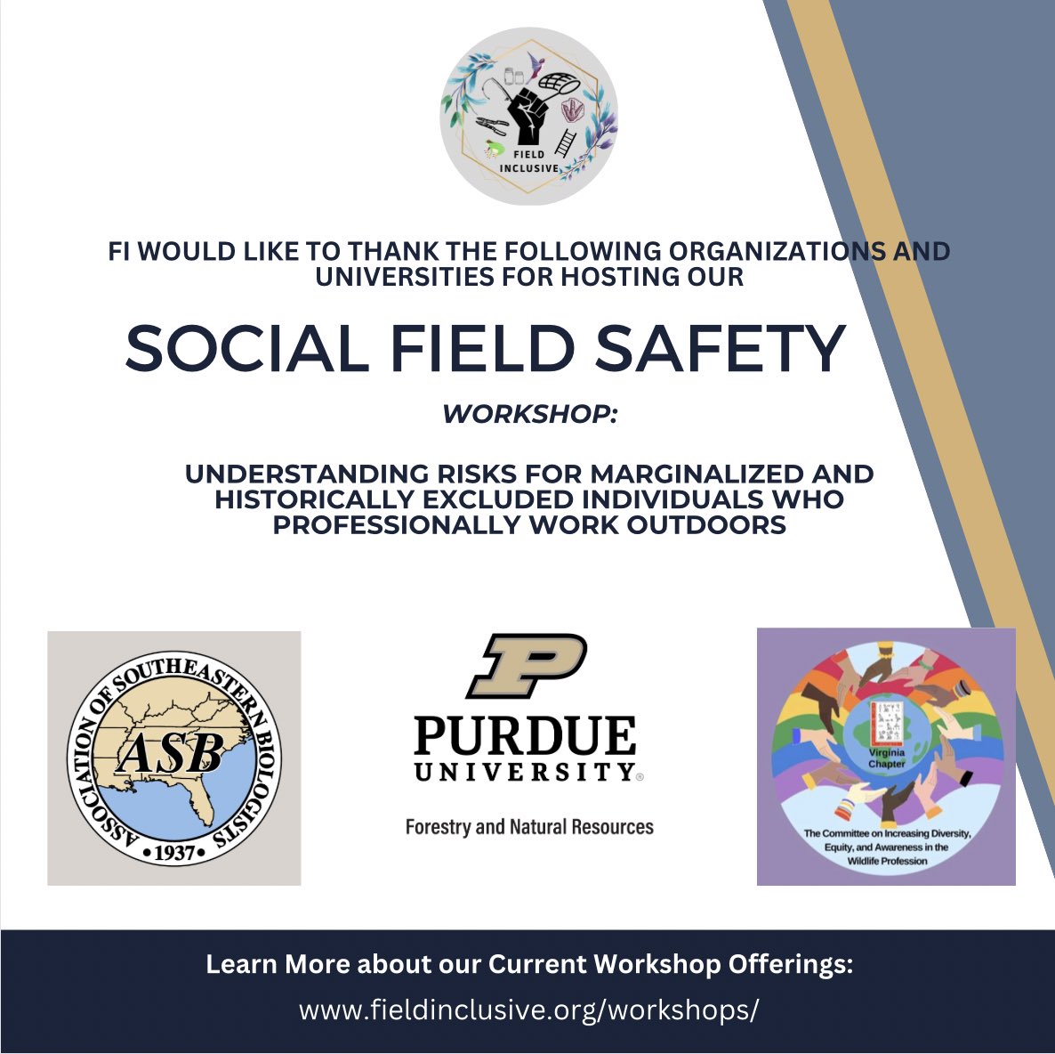 We have been busy this week (yes already) and last week with offering and hosting our social field safety workshop. We want to take the time to recognize and thank the following organizations and universities who have committed to more safe and inclusive outdoor experiences by…