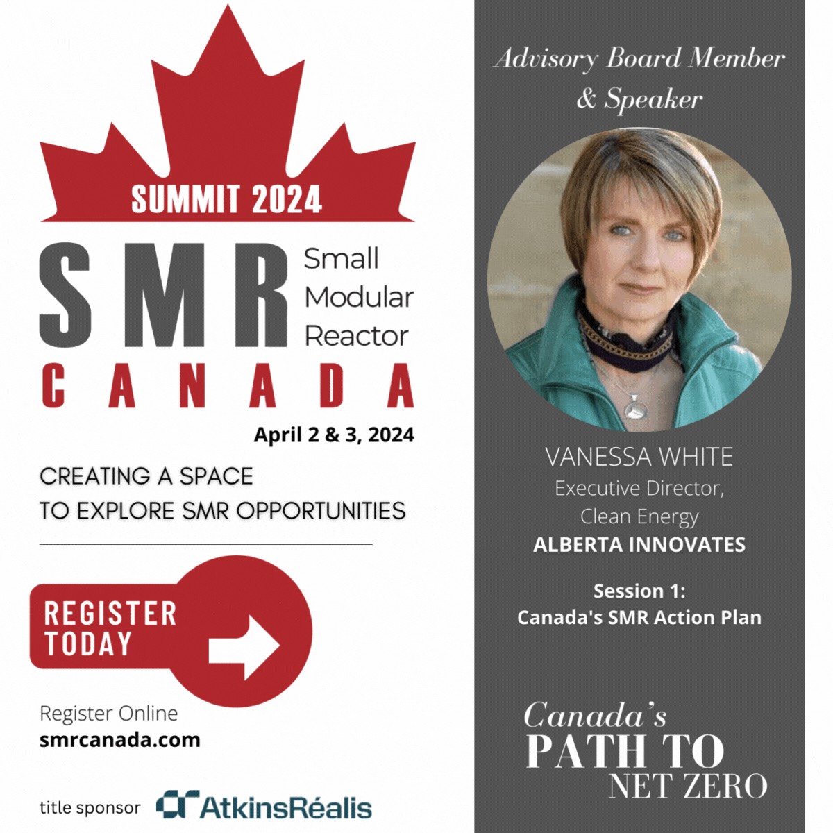 🚀 Join us at SMR Canada 2024! 🗣️ @ABInnovates' own Vanessa White will be participating in a fascinating panel discussion, alongside the Hon. @neudorf_ab and other industry leaders on April 2. Learn more about the event: bit.ly/498aBzr