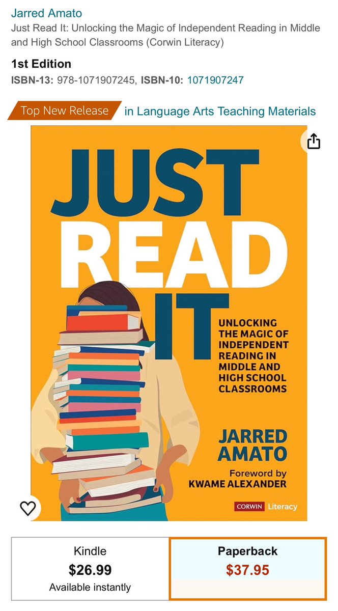 JUST READ IT is an Amazon “Top New Release.” Grateful to everyone who continues to support this book, and more importantly, continues to champion our young readers. 📚🧡 #JustReadIt