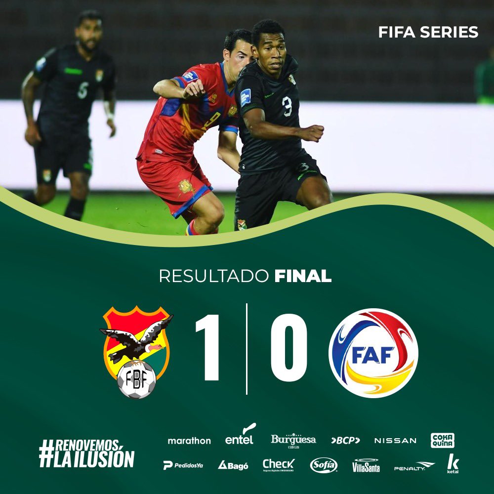 🏆 FIFA SERIES 2024⚽ ➭📣 FINAL DEL PARTIDO 🗓 SEGUNDO PARTIDO AMISTOSO 🏟 Estadio: 19 de Mayo 1956 🗣️ Arbitro: Adel Abane Bolivia 🇧🇴 1️⃣ ➖ 0️⃣ 🇦🇩 Andorra ⚽️#10 Ramiro Vaca 12’ (BOL)