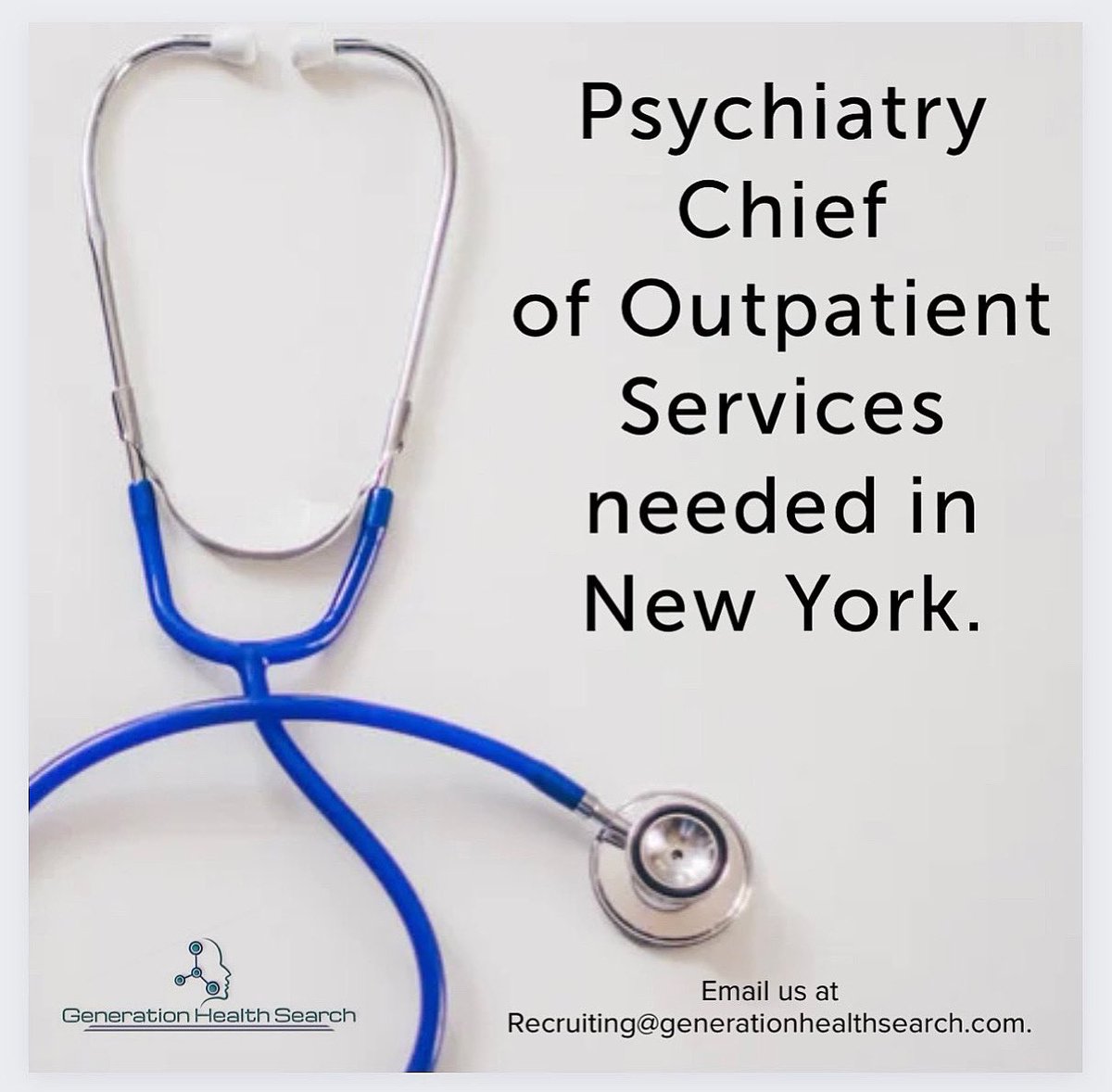 Exciting opportunity in New York for a Psychiatry Chief of Outpatient Services in an administrative role. Email us at Recruiting@generationhealthsearch.com. #PsychiatryChief #HealthcareLeadership #AdministrativeRole #NewYork #GenerationHealthSearch 🩺