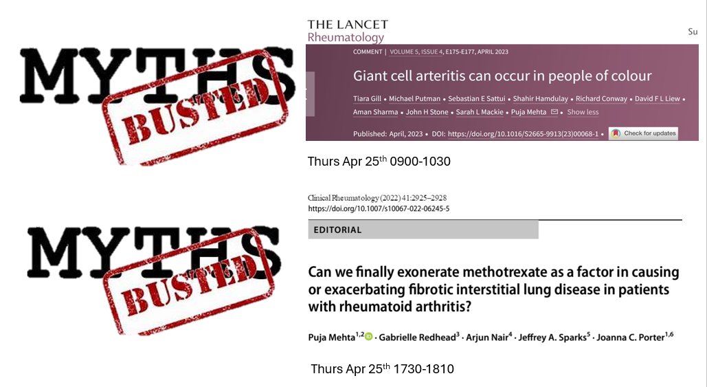 #TwoTalksSameDay again! Didn't change 👗 #BTSWinter2023, but maybe for #BSR24! Both controversial topics - I'm really open to your thoughts, let's discuss! 1⃣ Disparities in #GCA with @AWIRGROUP #GraceWright @hugh_montgomery 2⃣ Methotrexate & the Lung 🫁 Thurs Apr 25th 🗣️