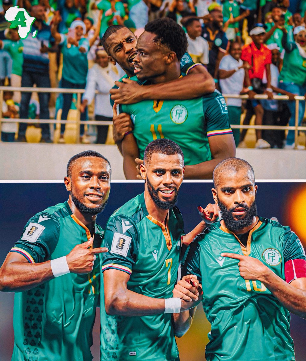 Les Comores sont sur une série de 7 matchs sans défaite, c’est fort. 🇰🇲🫡

Angola 🇦🇴 (0-0) ➖🆕 
Ouganda 🇺🇬 (4-0) ✅
Ghana 🇬🇭 (1-0) ✅
Centrafrique 🇨🇫 (4-2) ✅
Cap-Vert 🇨🇻 (2-1) ✅
Zambie 🇿🇲 (1-1) ➖ 
Lesotho 🇱🇸 (1-0). ✅