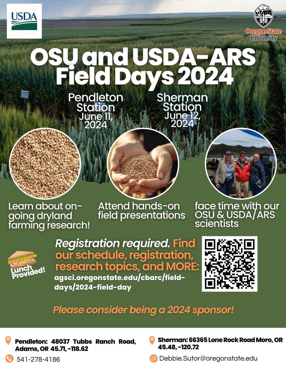 Join us for our 2024 Field Day at @OSUCBARC ! 🌾

agsci.oregonstate.edu/cbarc/field-da…

#fieldday #oregonstateuniversity #agriculture #drylandfarming #soilscience #cropscience
