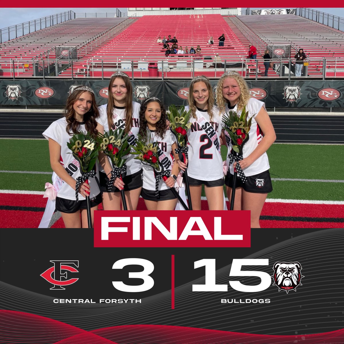 Lady Bulldog Lacrosse beats Forsyth Central on Senior Night. #GoNorth