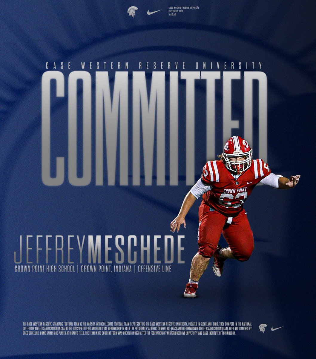 Jeffrey Meschede (@meschedejeffrey) on Twitter photo Excited to announce my commitment to Case Western University <a href="/jefframsey8/">Jeff Ramsey</a> <a href="/CWRUFootball/">CWRU Football</a> <a href="/CPdogsfootball/">Crown Point Football</a> Excited to announce my commitment to Case Western University <a href="/jefframsey8/">Jeff Ramsey</a> <a href="/CWRUFootball/">CWRU Football</a> <a href="/CPdogsfootball/">Crown Point Football</a>