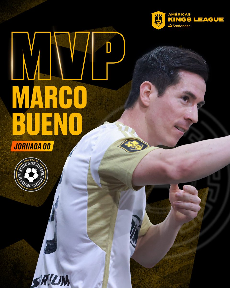 Presentamos al MVP de la JORNADA 6 👑

Felicitaciones, <a href="/marcobueno11/">Marco Bueno</a>. Jugador de <a href="/OlimpoUnited/">Olimpo United</a> 👏🏻

#KingsLeagueSantander