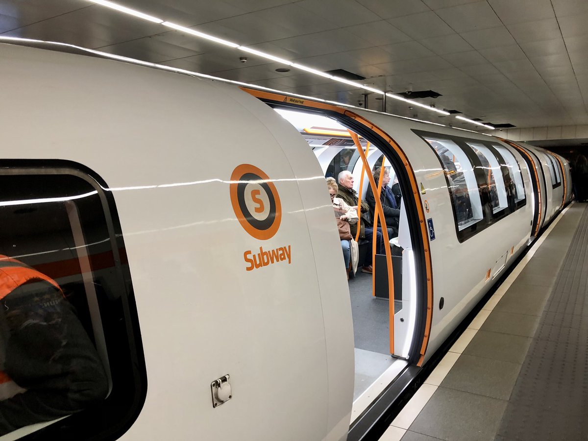 Yay! Actually got to travel on one of the new @GlasgowSubway trains today. Very swish. #GlasgowSubway