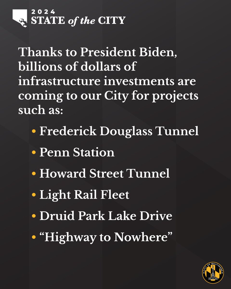 The partnership between @POTUS, our federal, and state leaders is delivering investments that will reshape our city for the better and help right the wrongs of intentional disinvestment in our city. #SOTC2024