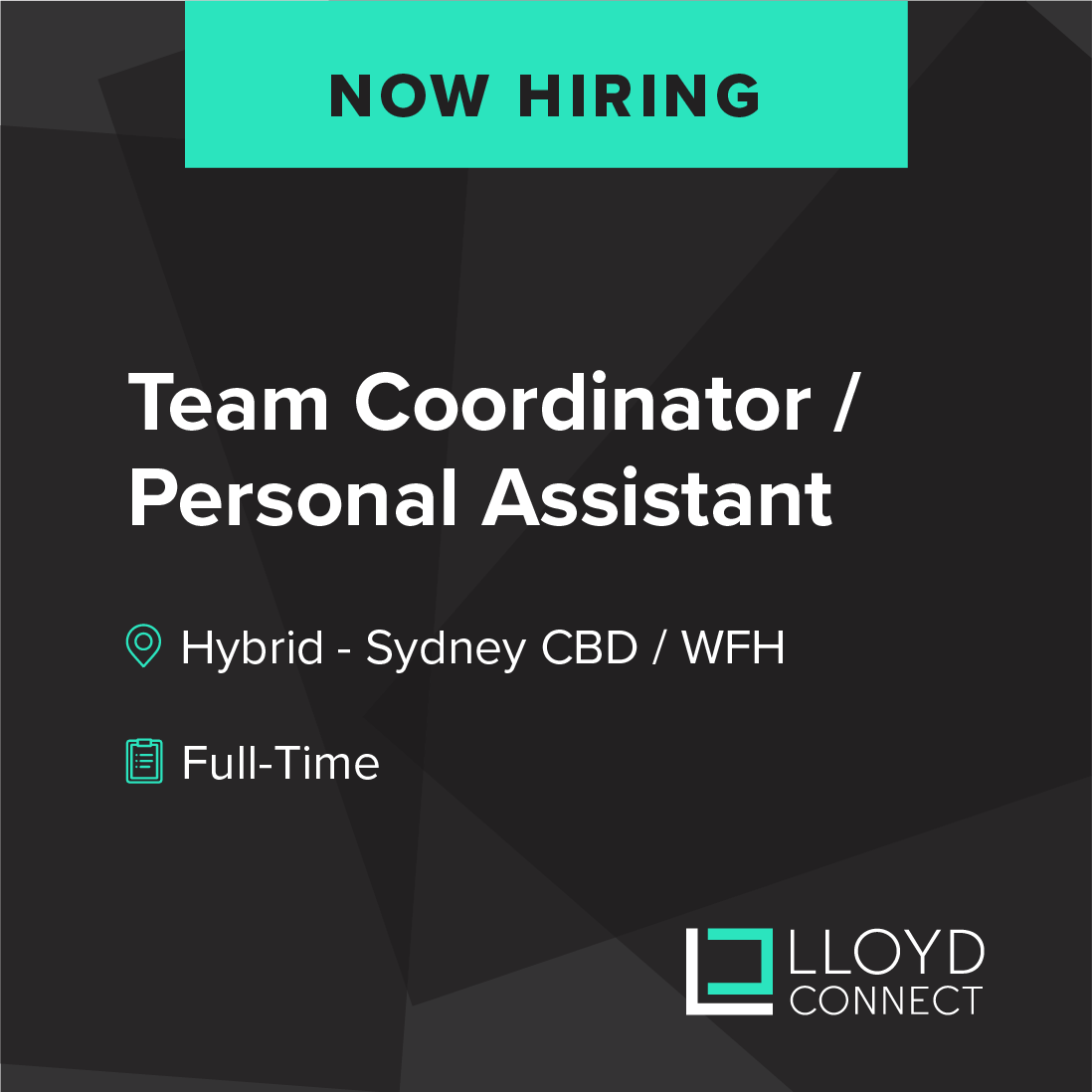 LloydConnect's tweet photo. The Team Coordinator/Personal Assistant is a newly created role for this growing, dynamic marketing agency specialising in delivering virtual marketing services for businesses. Based in Sydney CBD. Learn more by clicking the link below!

https://t.co/UuEaT4TB65 https://t.co/BVJHctDboO