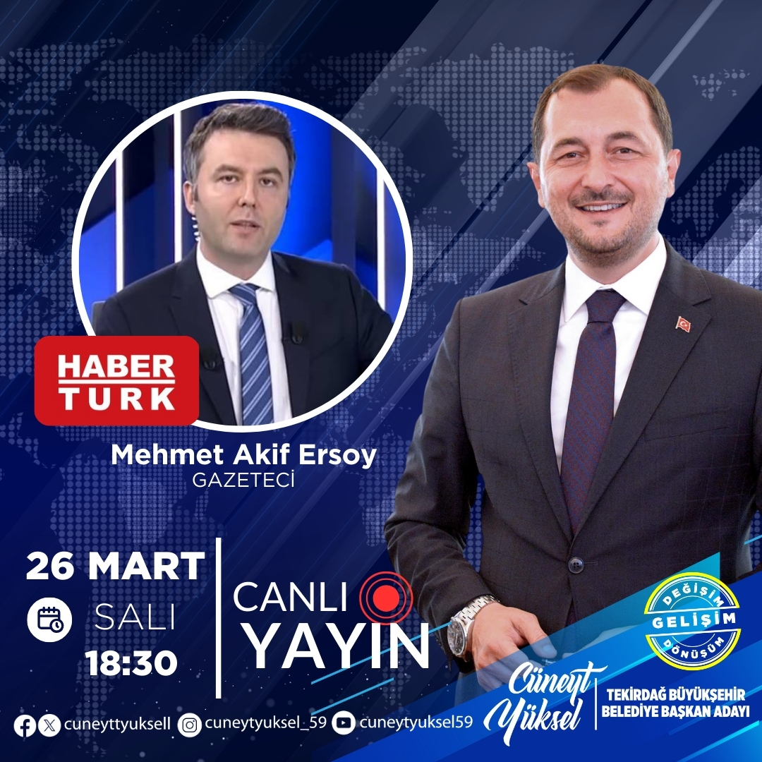 📡 𝗖𝗔𝗡𝗟𝗜 𝗬𝗔𝗬𝗜𝗡 ⏐ Bu akşam HABER TÜRK TV'de, Gazeteci Sn. Mehmet Akif Ersoy'un programına konuk oluyorum.

📌 Saat 18.30’daki CANLI YAYIN’ımıza herkesi bekliyorum!