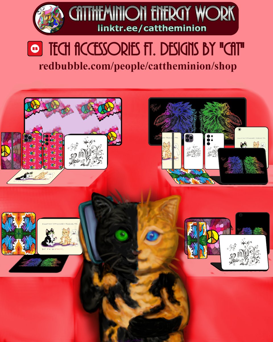 Tech accessories #forsale in my #redbubble Shop 
Choose from bright and interesting designs of phone cases, phone wallets, ipad cases, laptop sleeves or skins, desk mats, and mousepads!
redbubble.com/people/catthem…
#techaccessories #phonecase #phone #samsung #ActuallyAutistic