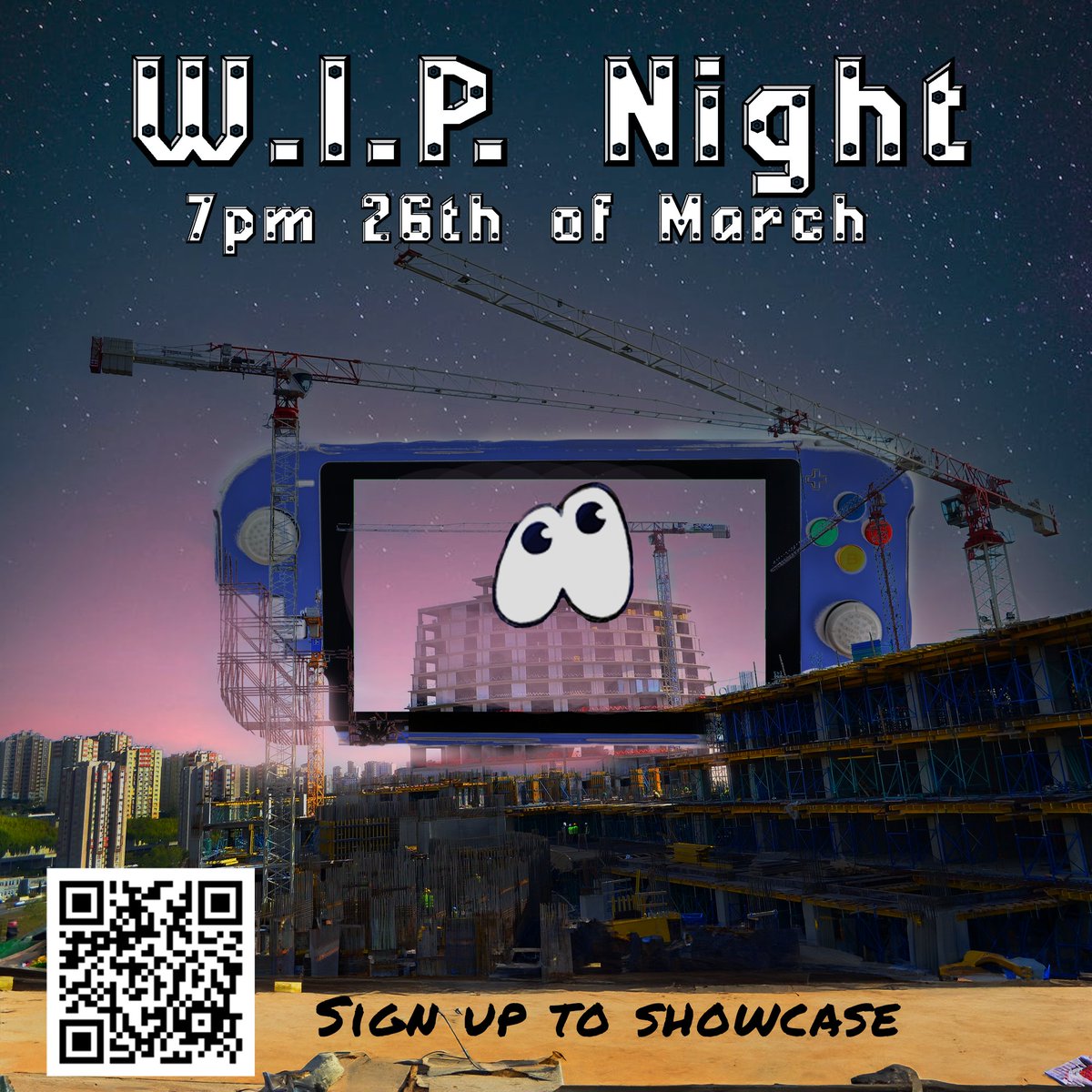 Tonight at 7pm is W.I.P. with a focus on Puzzle Games! 

📷 <a href="/brknfixie/">Gerrard Jenner (Spelly Cat) ➡️ LGF25 😺🧩🪄🚲</a> presenting Spelly Cat - a wordy puzzle game. 

📷 Alec presenting a puzzler focused on fitting big furniture into small spaces. 

📷 <a href="/KearneyMax/">Max K</a>  hosting and presenting a musical treasure hunt game.