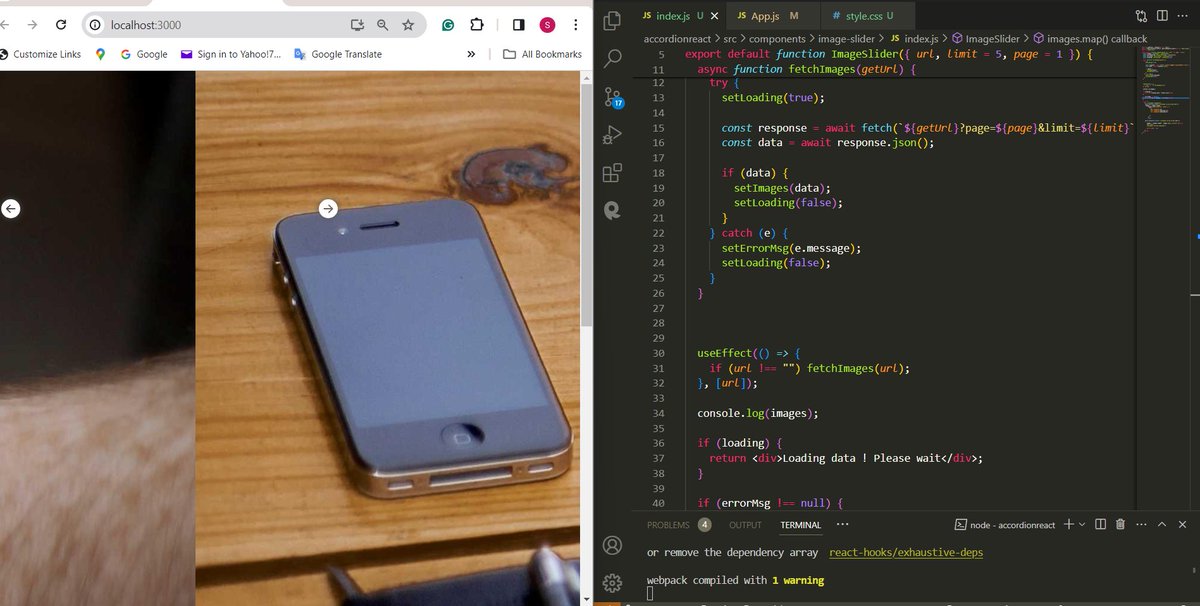 thejinsjoy's tweet image. Day 17: started working on an image slider app using React. Fetched images from the API and displayed them in the UI.
#DocumentingMyCodingJourney #100DaysOfCode
