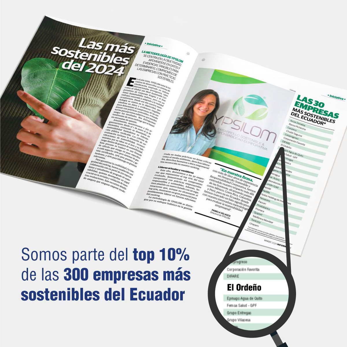 Nos llena de orgullo ser parte del top 10% de las 300 empresas más sostenibles del Ecuador del ranking @YpsilomRSE 2023, publicado por @eluniversocom. 📰🔝👏🏼 ¡Gracias por su apoyo!💚