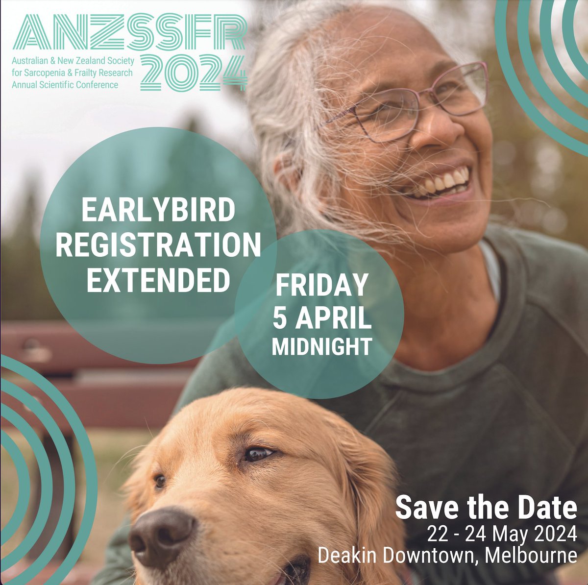 Early bird registrations extended! Save the date for the  <a href="/ANZSSFR/">ANZSSFR</a> annual scientific conference on #sarcopenia, #frailty, #muscle, #exercise and #nutrition!
🗓️22-24 May
📍Deakin Downtown, Melbourne, Australia