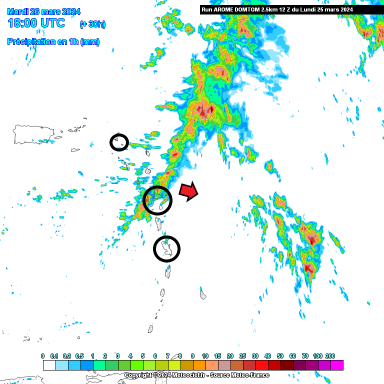 Meteouragans's tweet image. Après #StMartin &amp;amp; #StBarth cette nuit et tôt demain matin, le front va continuer à évoluer plus au Sud, sur l'archipel de la #Guadeloupe en cours de journée de mardi. L'instabilité pourrait perdurer jusqu'à mercredi. Des averses peuvent aussi déborder sur la #Martinique en milieu