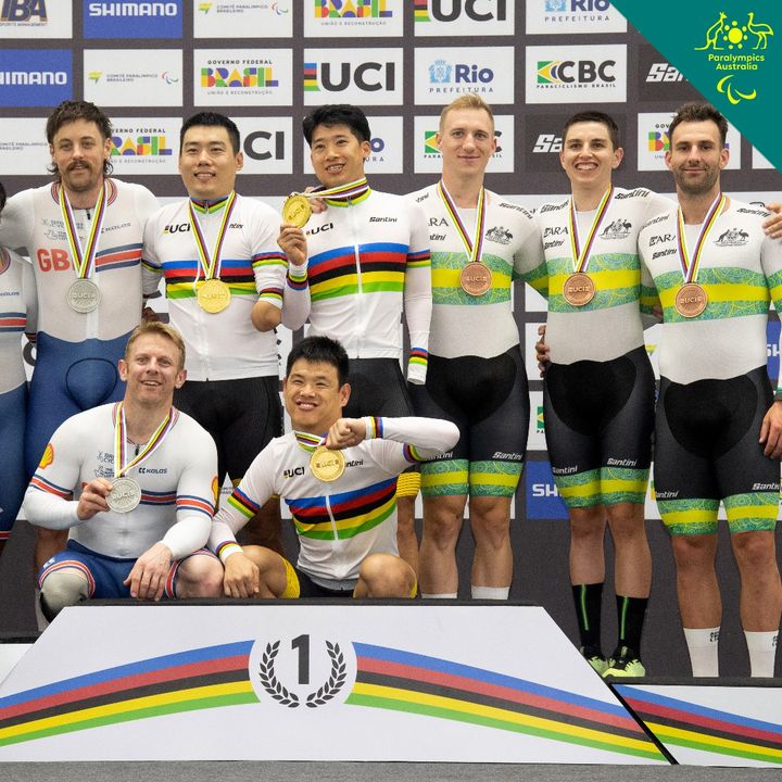 A huge final day for our cyclists at the Track World Championships! 🥇Gold to Amanda Reid 🥉Bronze to Alistair Donohoe 🥉Bronze to Jess Gallagher and pilot Caitlin Ward 🥉Bronze to Gordon Allan, Michael Shippley and Korey Boddington #ImagineWhatWeCanDo 📷 Casey B. Gibson