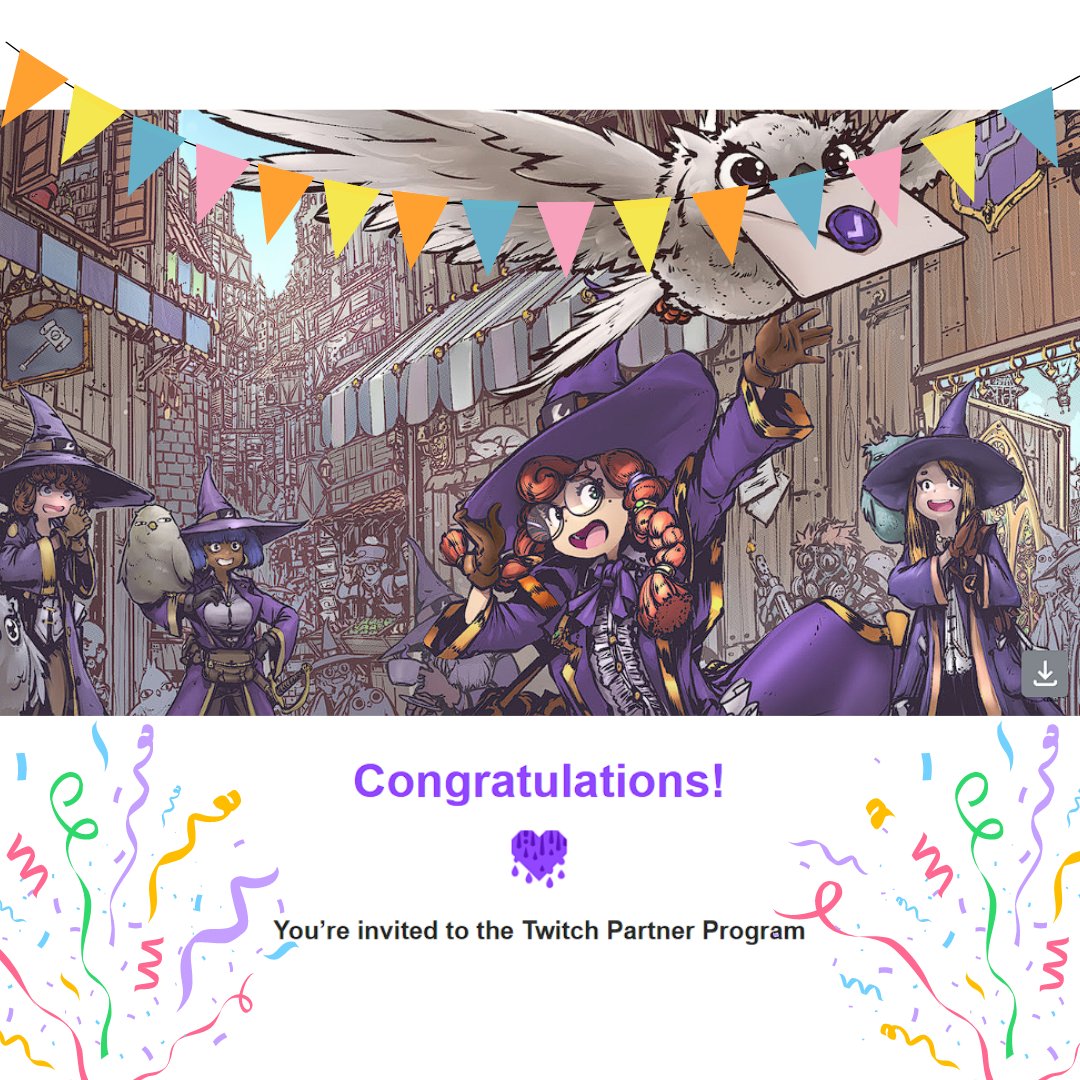 As of this morning we are a TWITCH PARTNER! Thank you all so very very much! Being able to play my favourite game with all of my wonderful friends here is truly incredible. This wouldn't be possible without all of you.