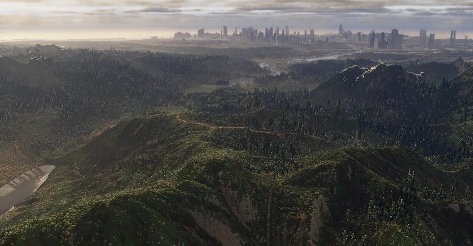 Dexerto's tweet image. This is a Minecraft city